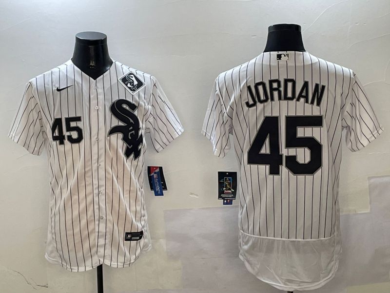 Men Chicago White Sox #45 Jordan White Stripe Elite 2025 Nike MLB Jersey style 2